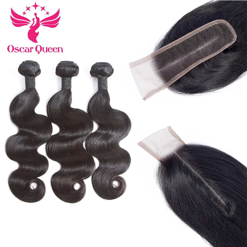 Индийские пучки волнистых волос с закрытием 6*2 глубокие длинные расставания 4 шт