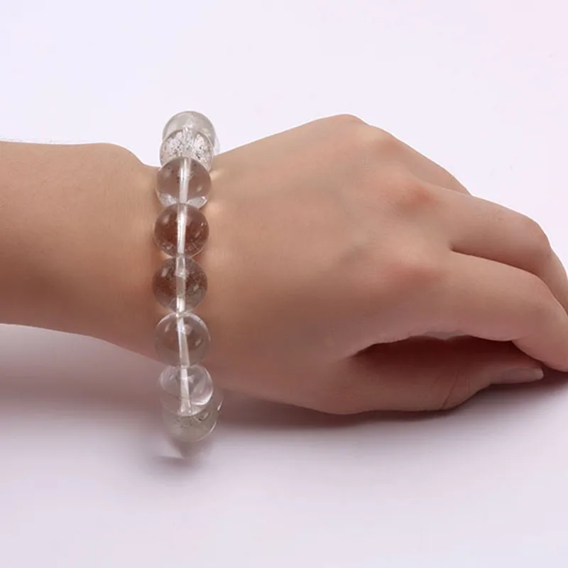

JYX Genuine Phantom Crystal Elastic Bracelet Big 15mm Round Green Crystal Beads Thread Bracelet Stretch Hand Chain 9"