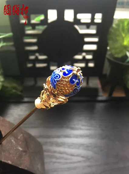 Cloisonne полые шариковая форма медная палочка для волос без кисточок винтажная