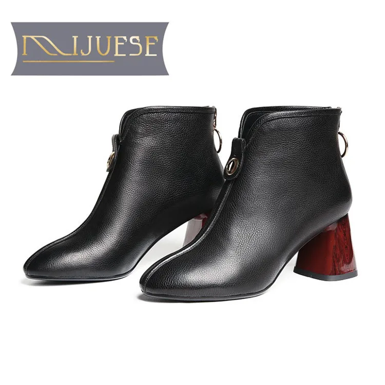 MLJUESE/женские ботильоны из мягкой коровьей кожи на молнии в римском стиле зимние