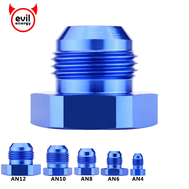 

evil energy AN4-AN12 Flare Plug Adaptors Oil Fuel Fitting Straight Anoized Aluminum Fuel Adapter Fittings Blue Oil Cooler Kit