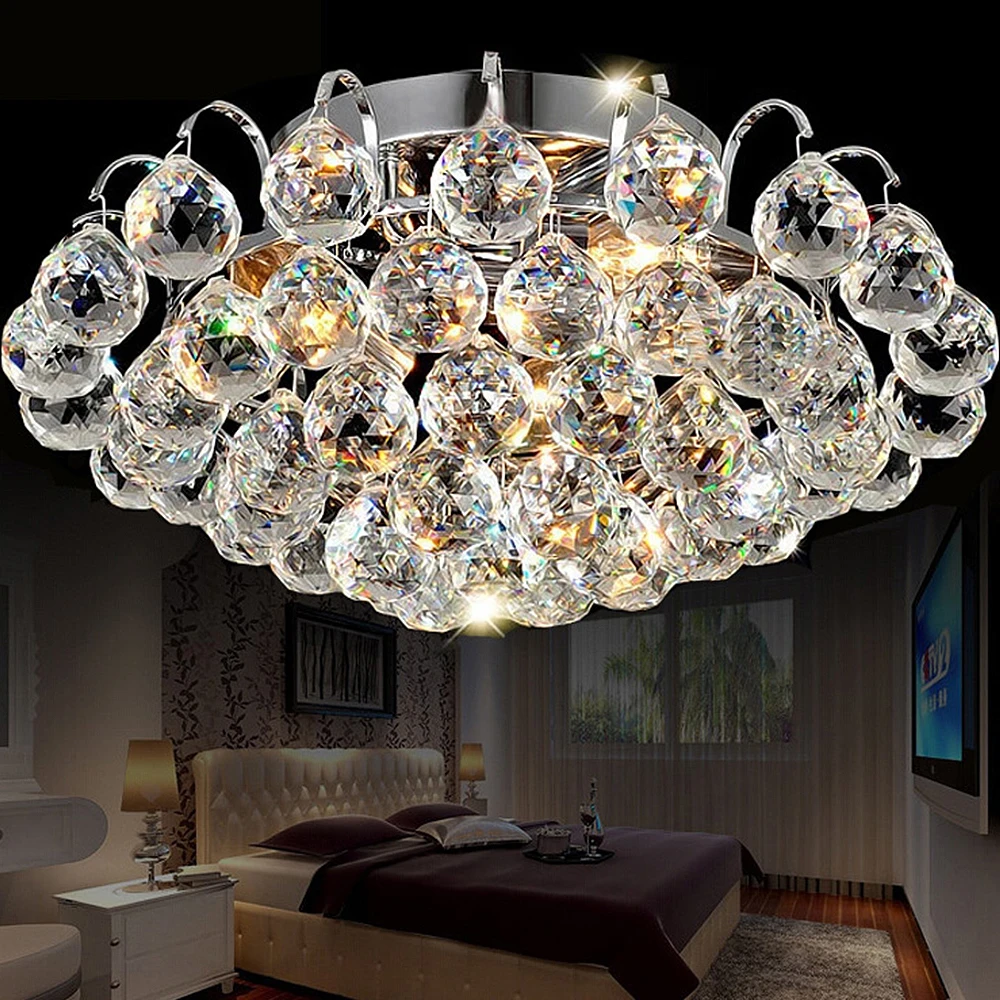 

30CM Diameter Luxury crystal living room lamp fashion Crystal ceiling light K9 crystal lamp bedroom lamp Modern Ceiling Light