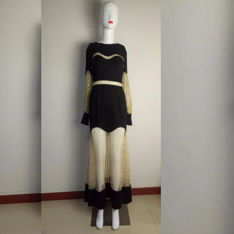 Новинка 2017 женское платье с длинным рукавом элегантное в стиле пэчворк