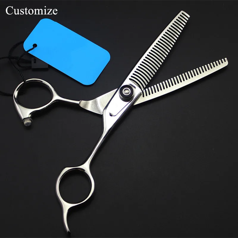 

Customize LOGO Japan 440c Double-sided Curved teeth 6 '' hair salon scissors barber makas Thinning shears hairdressing scissors