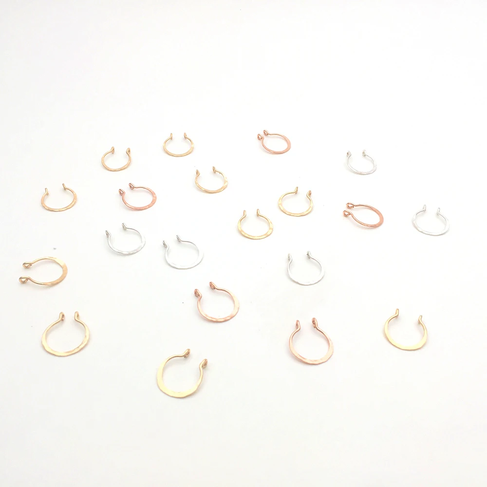 Кольцо для носа из серебра 925 пробы с золотым наполнителем ручная работа