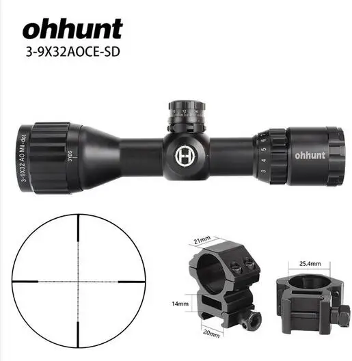 Ohhunt охотничья оптика 3-9x32 AO Compact 1/2 половина Mil точка сетка оптические прицелы башенки Блокировка с солнцезащитным козырьком тактический прицел