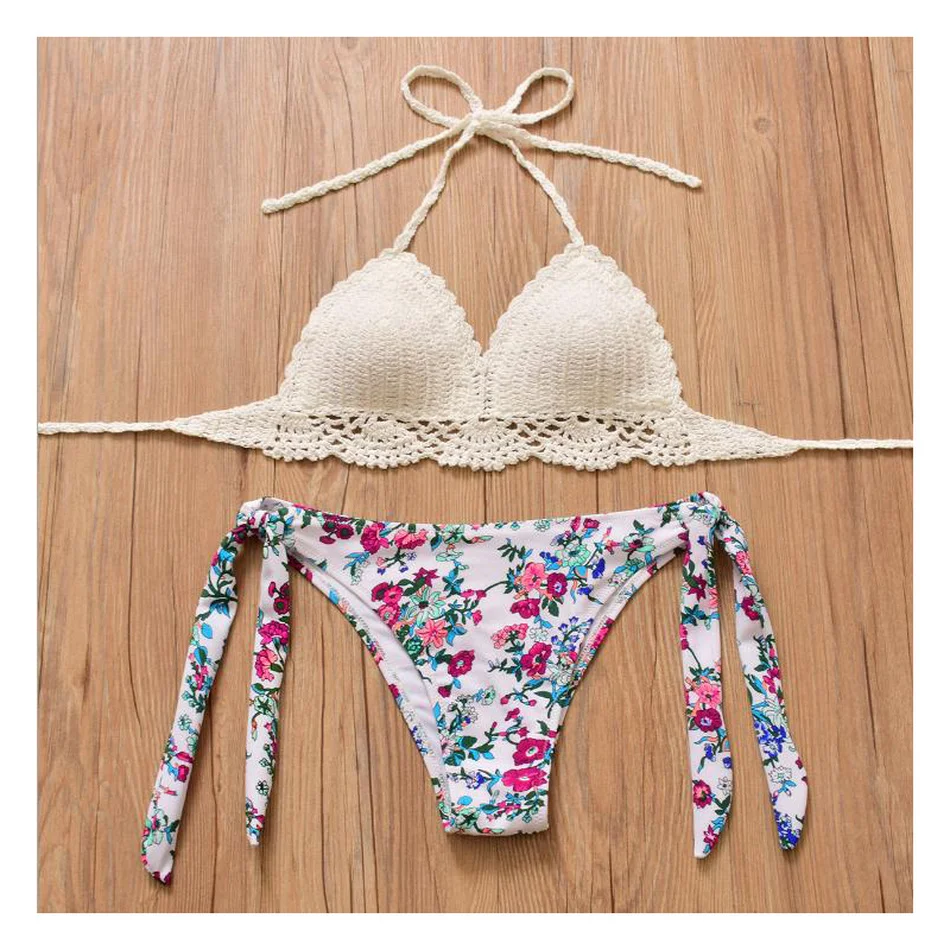 2018 сексуальный купальник сплошной маленький цветочный принт бикини женский