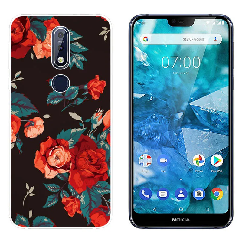 Мягкий чехол для Nokia 7 1 5 84 дюймов силикон ТПУ мультяшный цветной принт чехлы на