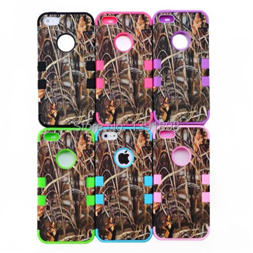 Retro Grass Camo Design 3 in 1 Combo Robot PC Rubber Hybird cover CASE for iPhone 5 5s +Free shipping |