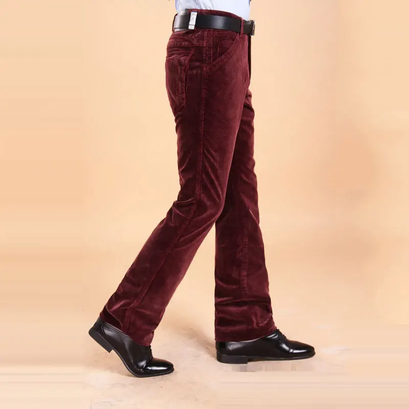 

Men's micro-bell-bottoms loose section Speaker casual pants Corduroy long pants black autumn and winter thick trousers 36 38