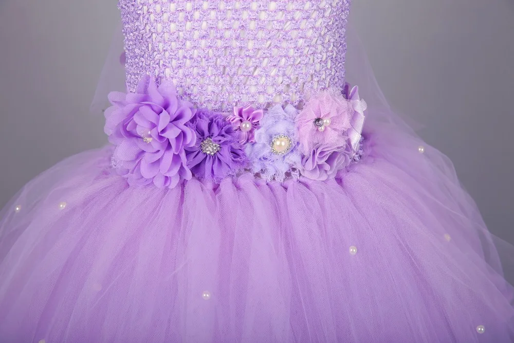 Beautiful Girls Pink Princess Dress Kids Crochet Tail Tutu Ball Gown with Flower Headband Children Wedding Party Dresses | Детская