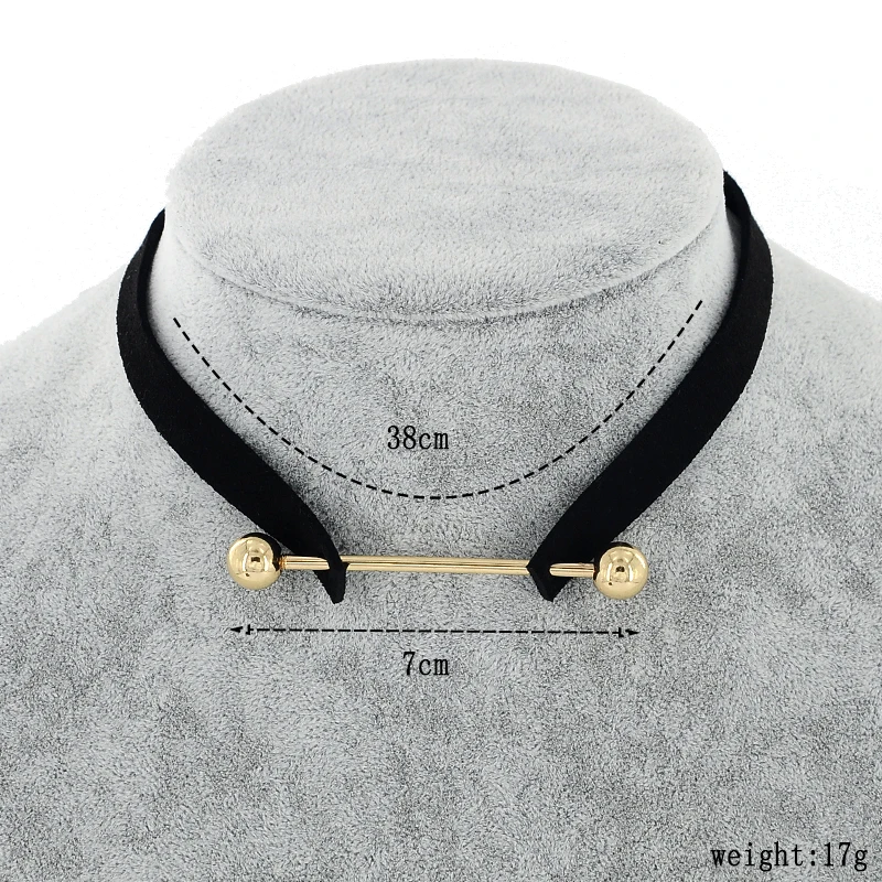 Простой черный бархат ленты колье Готический ручной работы с шармом золотого