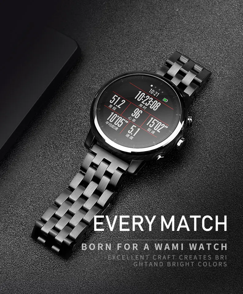 Браслет 20мм / 22мм для AMAZFIT GTR 42 / 47MM Смарт-часы Amazfit GTS Сменный ремешок для часов Быстрый выпуск Ремешок из нержавеющей стали для аксессуаров Amazfit Watch 2 / 2S / 3