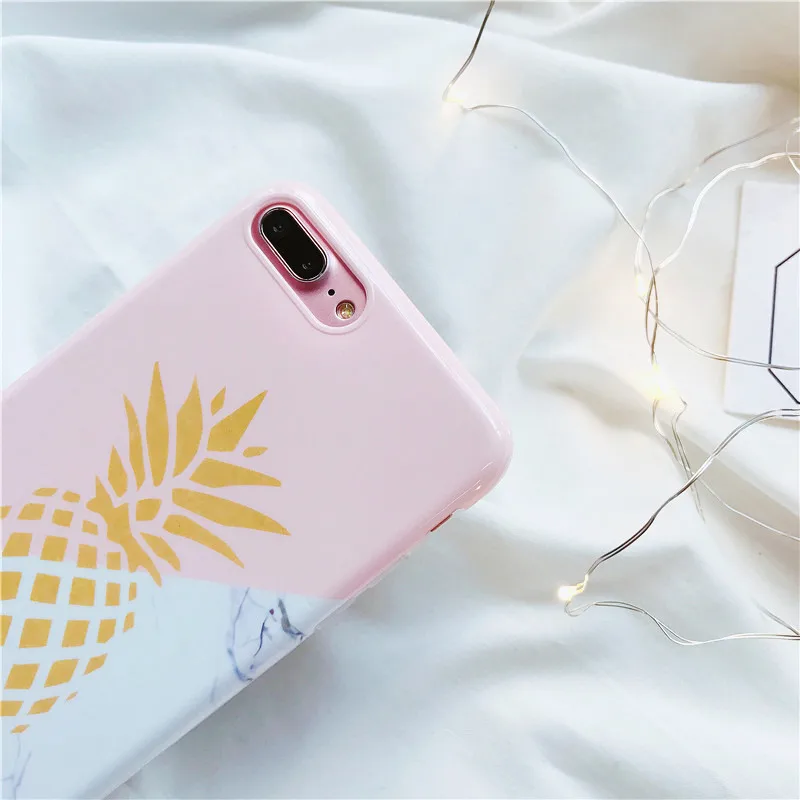 Мягкие чехлы Boucho IMD для iphone 6 6s 7 8 plus чехол с изображением мрамора фруктов ананаса X