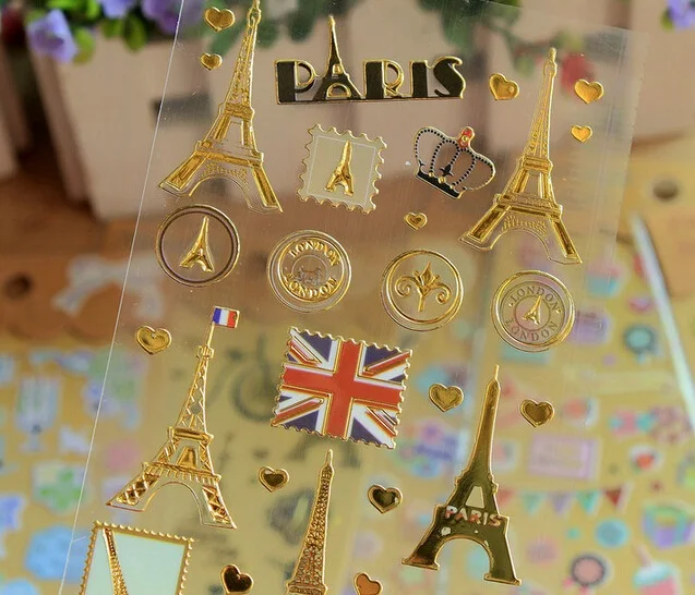 

10packs/lot New Gilding series sticker scrapbooking Decoration label wholesale