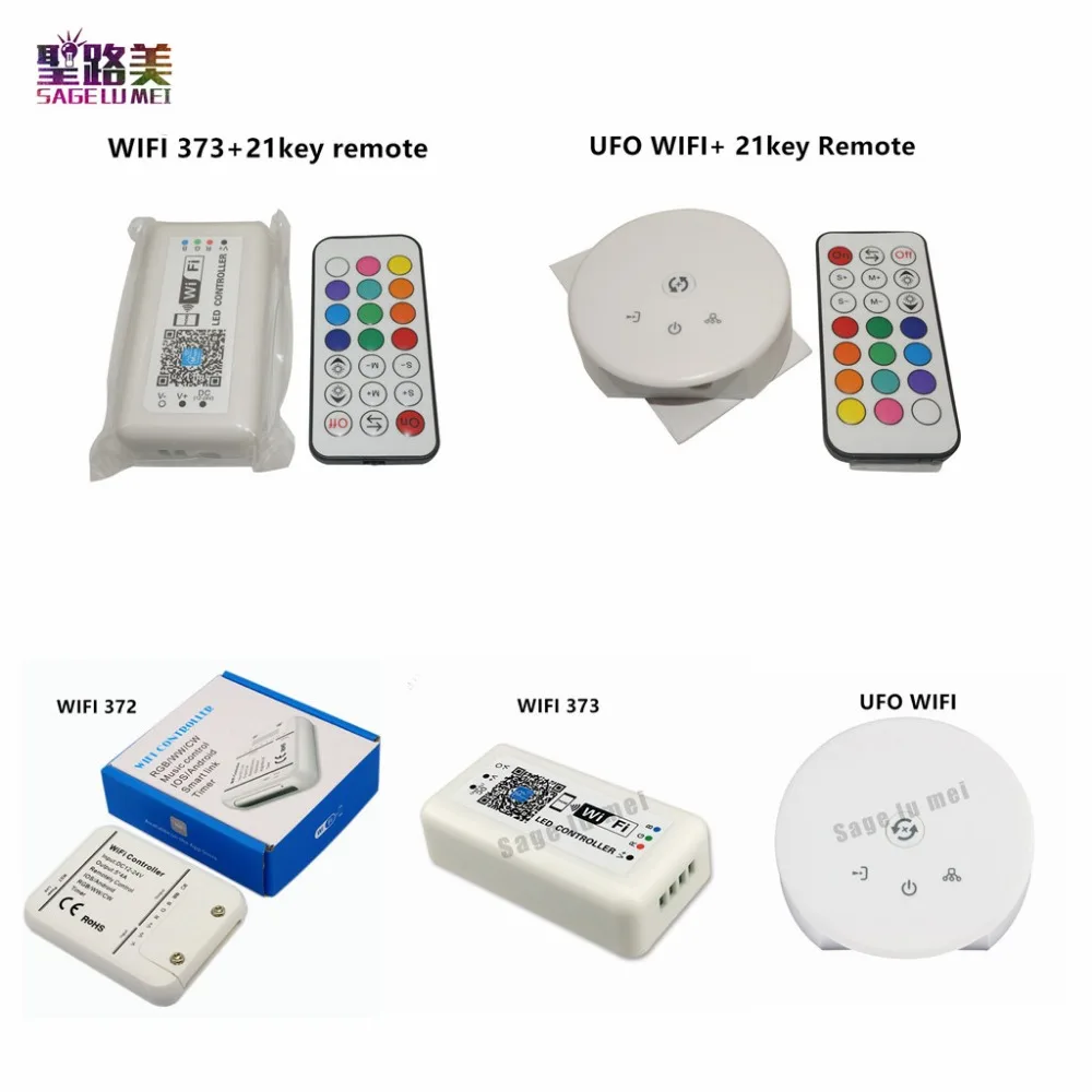 DC12 24V RGB/RGBW led контроллер Alexa Google Home Phone iOS Android APP WIFI 372 373 UFO с 21key RF remote|Контролеры RGB| |
