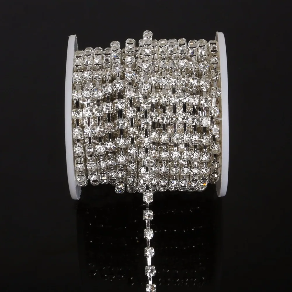 10 ярдов/рулон прозрачный кристалл для шитья одежды с родиевым основанием