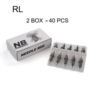 Патронные иглы с мембраной, 40 шт.лот, одноразовые стерильные иглы для татуировки, Вращающаяся ручка, круглая подводка, принадлежности для затенения