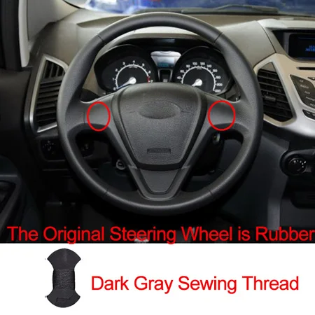Rubber Dark Gray Ручной швейный чехол рулевого колеса автомобиля для Ford Fiesta 2008- Ecosport- Оплетка на руль - Название цвета: Rubber Dark Gray