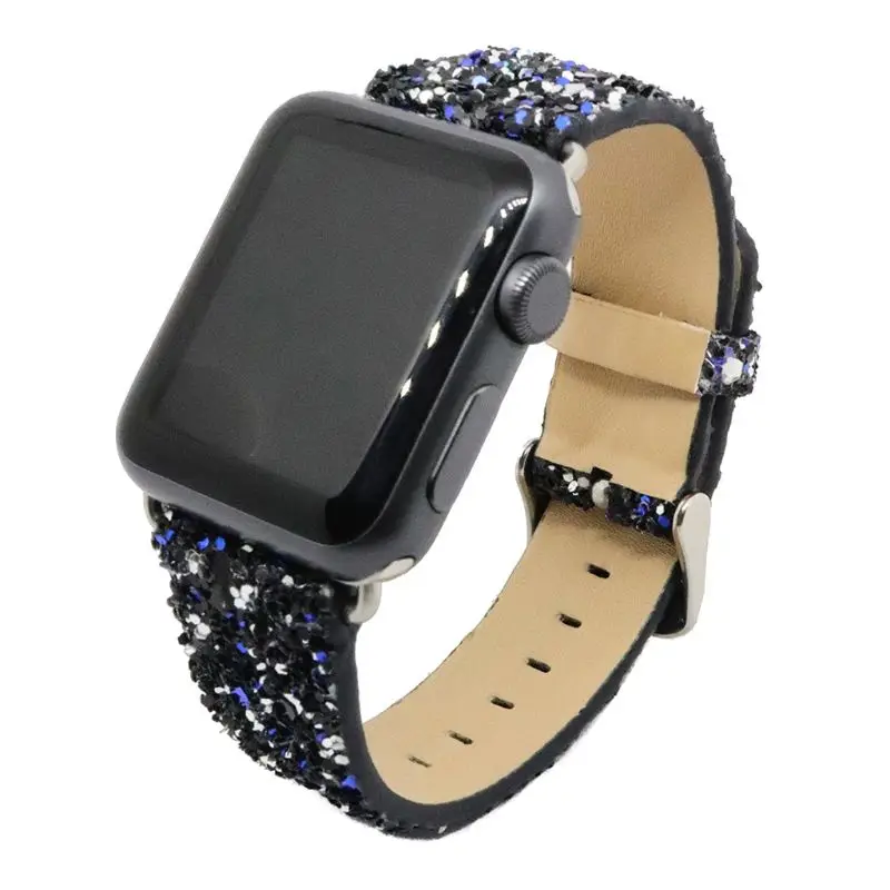 Рождественские блестящие Роскошные наручные часы Iwatch из искусственной кожи ремешок для Apple Watch серии 3/2 38 мм 42 мм - Цвет: L