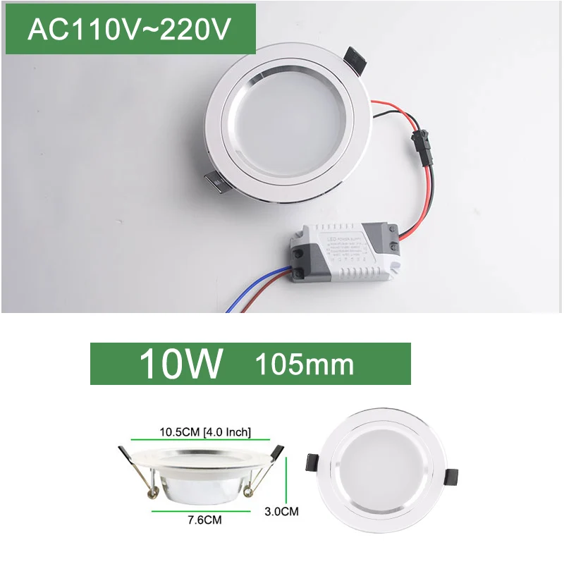 10W 105mm High Class Kaguyahime 4 шт. ультра тонкий светодиодный светильник 110 В 220 В круглый светодиодный потолочное утопленное пятно светильник вниз светильник 3 Вт-18 Вт 7 Вт 9 Вт 10 Вт 12 Вт 15 Вт - Испускаемый цвет: 10W 105mm High Class