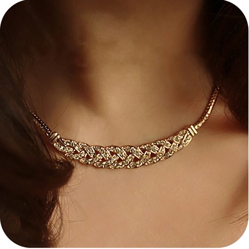 OMH wholesale Fashion star on0171 twist sparkling crystal formal dress short necklace chain 14g | Украшения и аксессуары