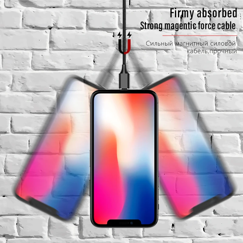 Магнитный кабель для быстрой зарядки 3 в 1 Lighting Micro usb type C IPhone 7 8 X XS Xiaomi huawei