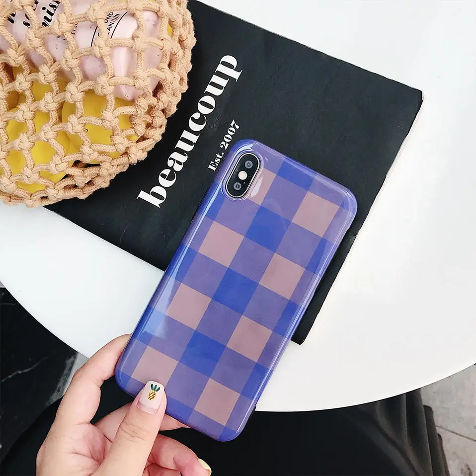 Для iphone 6 7 8 TPU синий квадратный Телефон задняя крышка для 6S плюс Funda X s Drop-proof |