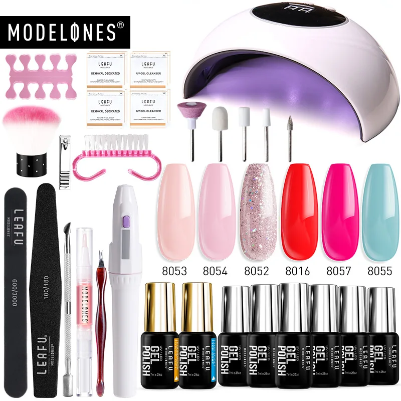 nail set with drill Modelones 21 шт/лот Светодиодная лампа Сушилка для ногтей Гель-лак Инструменты Наборы замочить от основания верхние наборы для ногтей электродрель Гвоздь Набор инструментов - Цвет: nail set with drill