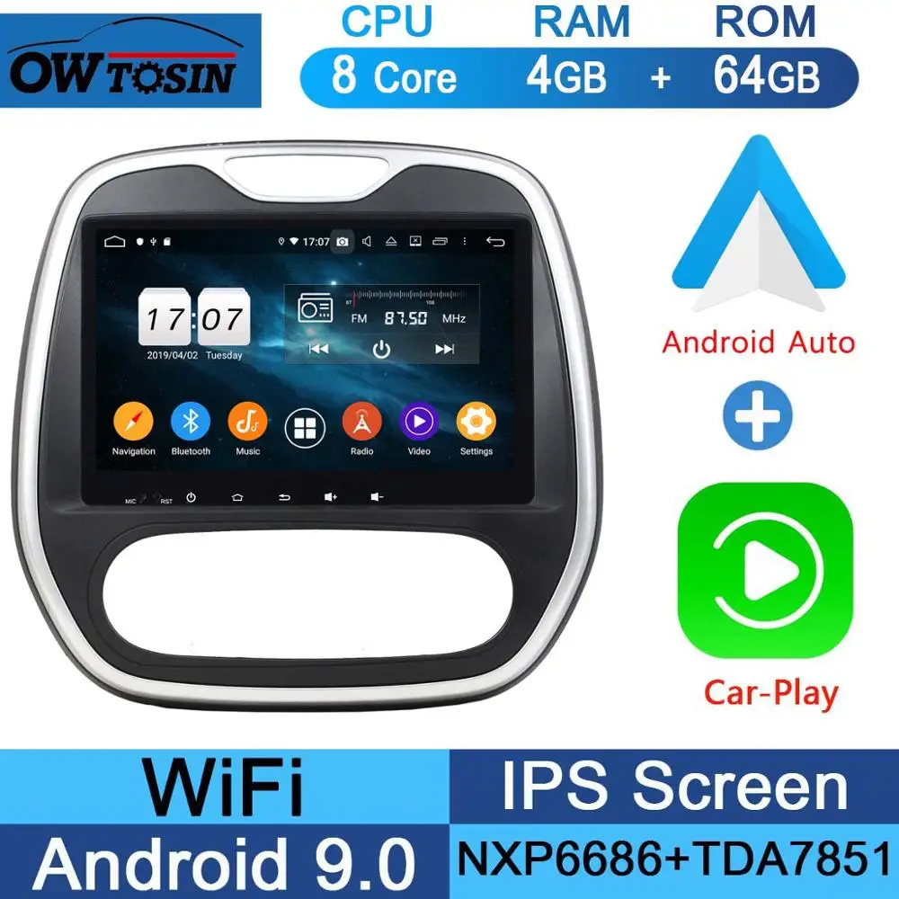 64G CarPlay Android Ips " Android 9,0 8 ядерный 4G+ 64G Автомобильный мультимедийный плеер для Renault Capture captur 2011- MT gps Радио Стерео CarPlay Parrot BT - Цвет: 64G CarPlay Android