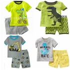 Комплект одежды для маленьких мальчиков 2 -7 лет, зеленый мультяшный велосипедный комплект, Детская футболка, брюки, комплект, топ из 100% хлопка, трусики