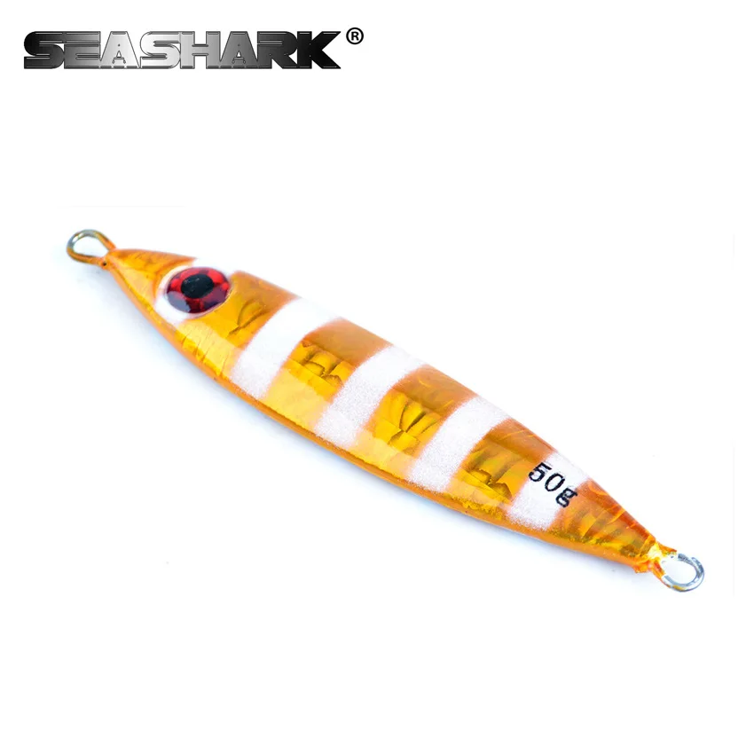 SEASHARK 30g 40g 50g 60g Metal Jigging Fishing Spoon Iron Plate Long shot Laser Luminous Lead Baits Sea Jig Lures | Спорт и