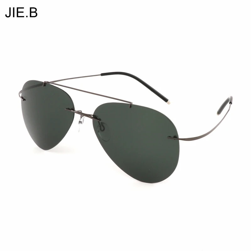 Мужские и женские солнцезащитные очки без оправы поляризационные из титанового