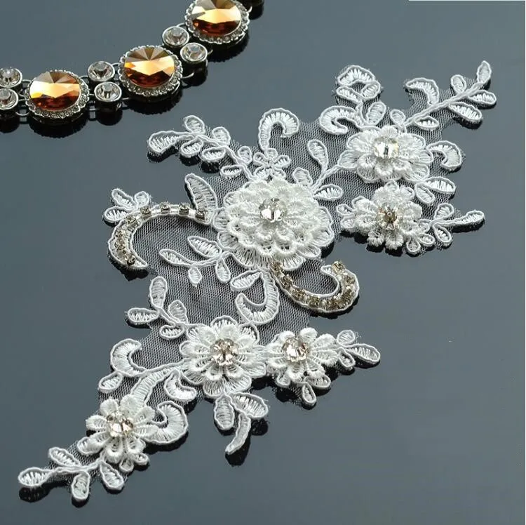 1 шт. Свадебное кружево ручной работы с кристаллами|lace motifs|lace appliquediy lace |
