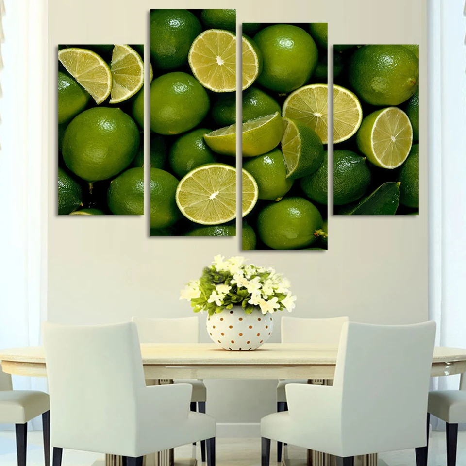 4 rectangle free shipping in some areas home decor canvas painting Art lime watch digital pictures (frameless) CF018 | Дом и сад