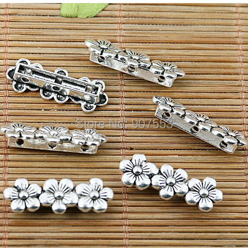 

20pcs Tibetan silver 3 hole flower connectors EF1876