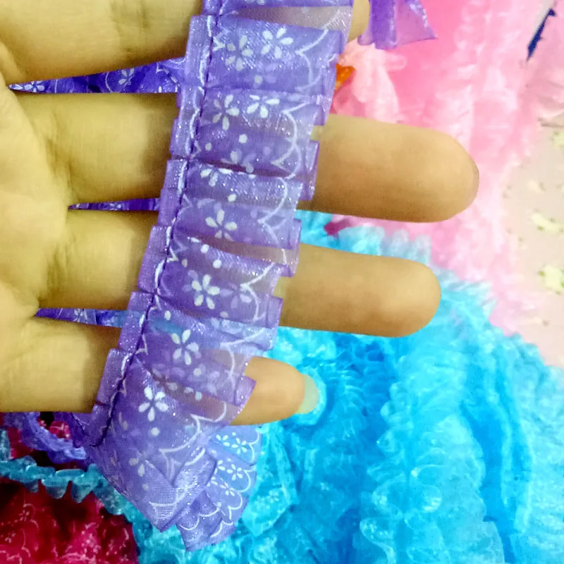 see chart 1M Tulle Lace Trim 2.5cm Flower Laces Ribbon Dolls Dress Sewing Accessories Snowflake Print Lace Fabric Trimmings Clothing RT15 - Цвет: see chart