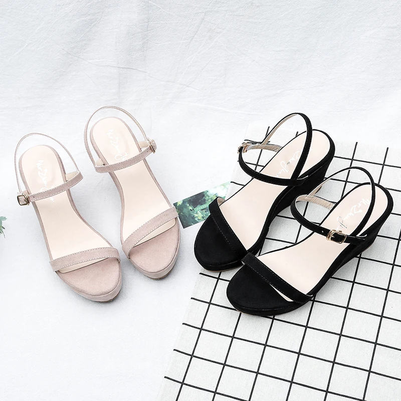 Женские босоножки на танкетке 8 см сандалии толстой подошве обувь высоком