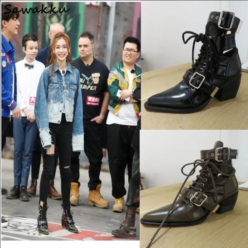 Новая обувь для подиума женские ботильоны из натуральной кожи ковбойские