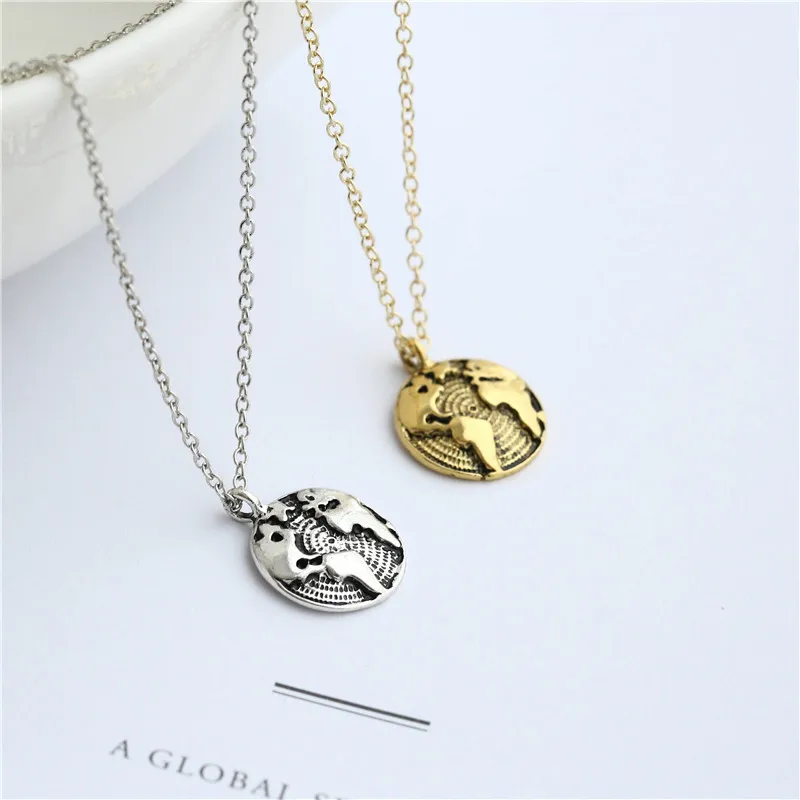 Новое ожерелье с картой мира женское геометрическое круглое круглые ожерелья и