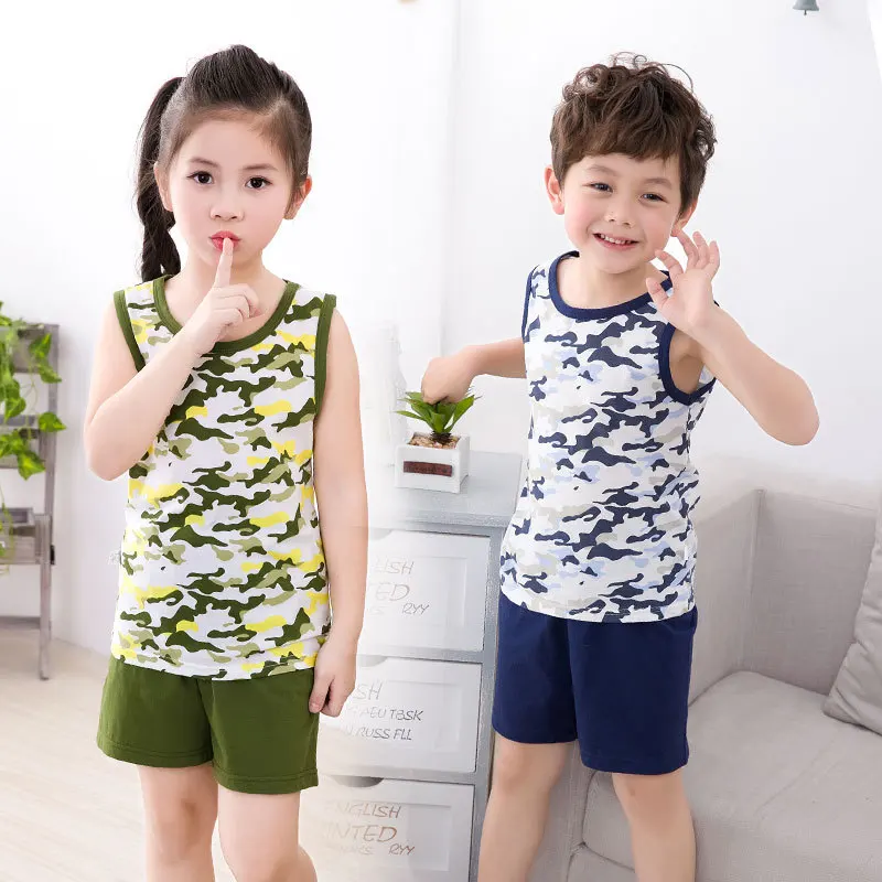 Новинка 2017 летний детский костюм жилет хлопковый корейский Детский комплект для
