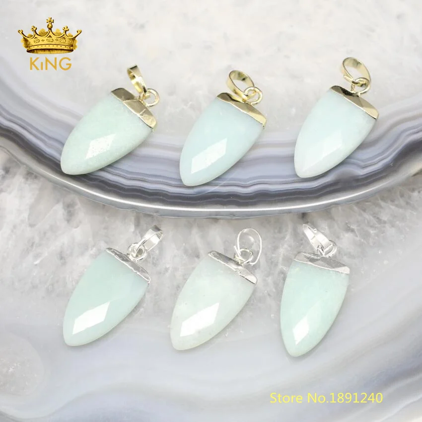 

10pcs Amazon Stones Faceted Arrow Charms for Earrings Jewelry,Natural Amazonite Gems Cut Arrowhead Pendant Necklace Bulk DSS68-4