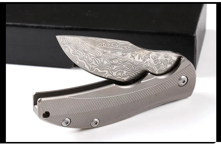 New Ball Bearing Open Flipper Folding Knife Damascus Steel Drop Point Blade TC4 Titanium Alloy Handle EDC Pocket Knives | Инструменты