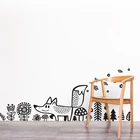 Дикие животные, лиса, наклейка на стену, Виниловая наклейка на стену, Лесной Декор, мультяшная лиса, наклейки на стену, наклейка для детской комнаты, детская спальня