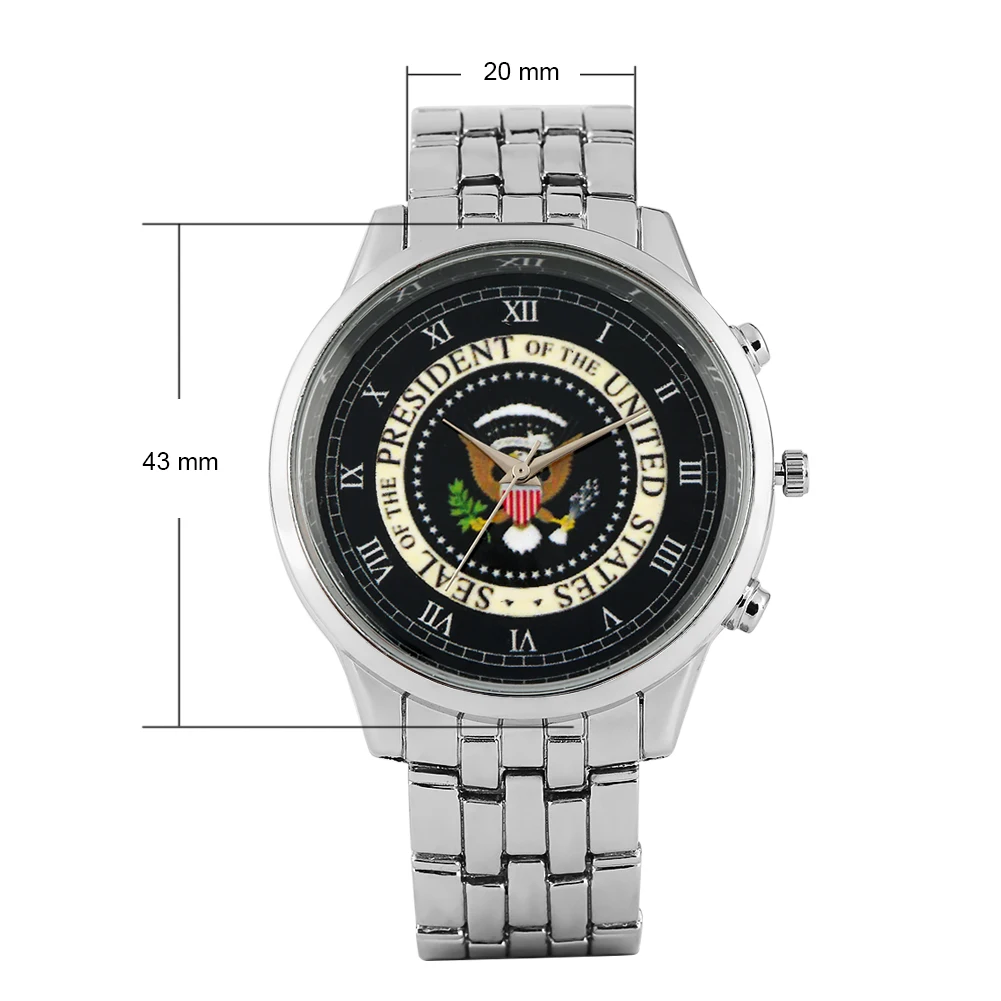 Vogue Seal of The President of The США шаблон часы для мужчин премиум сплава ремешок часы для мужчин кварцевые наручные часы