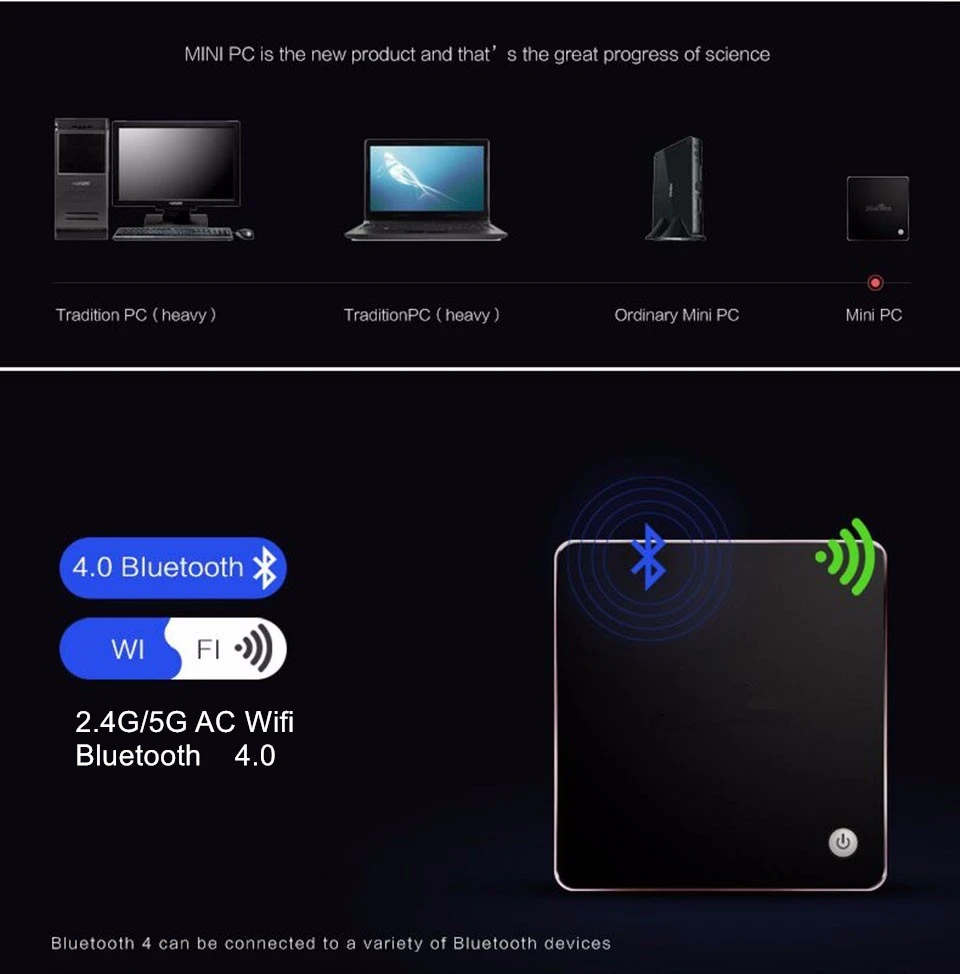 [8-го поколения Intel Core i5 8250U четырехъядерный 8 потоковый] Eglobal Nuc мини-ПК Windows 10 Pro DDR4/DDR3L AC Wifi 4K HTPC HDMI Mini DP