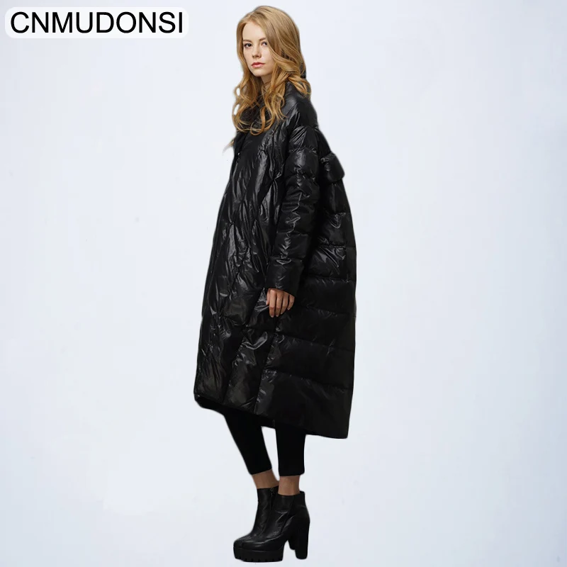 

DMLFZMY New Fashion Oversize Large Size Loose Winter Jacket 2018 Female's Warm Batwing Sleeve Long Coat Jaqueta Feminina
