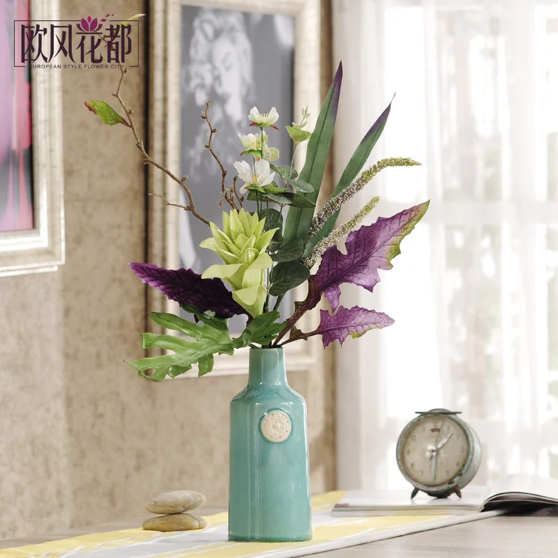 

The flower ornaments table small fresh art bonsai Home Furnishing European floral vase set false living room decor