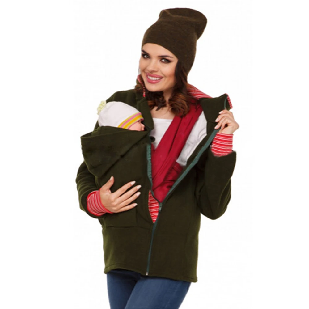 Warm Autumn Kangaroo Carrier Baby Holder Jackets Women's Maternity Hoodies Winter Outwear Pregnancy Coat | Мать и ребенок