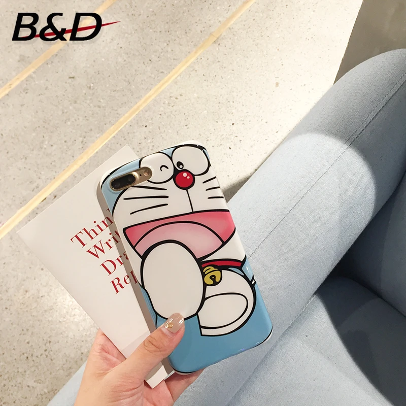 Cute Doraemon Japan Cartoon Patterned Phone Case For Iphone 7 6S Plus Lovely Elephant Soft Glossy Silicon TPU Cover |